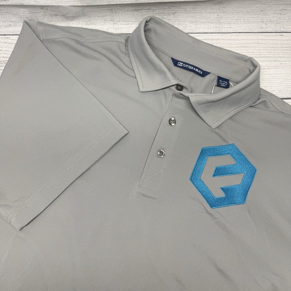 Cutter & Buck Virtue Eco Pique Recycled Mens Polo Grey Size Medium  *LOGO* New - Picture 1 of 9